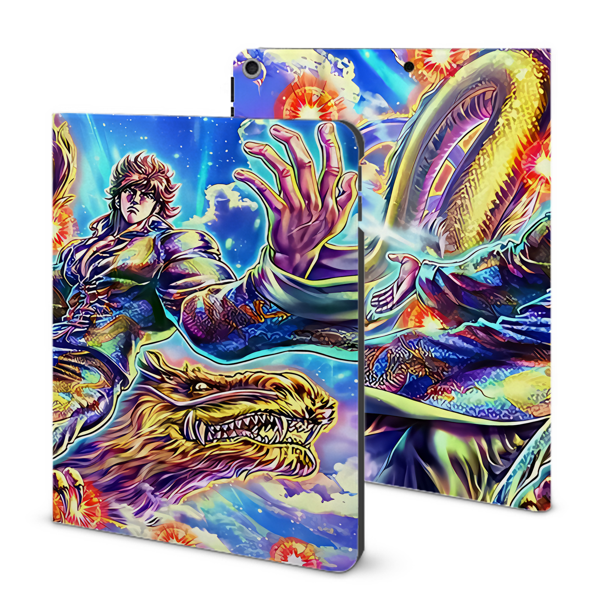 （画像用） 北斗の拳 Fist of the North Star IPad ケース ブック型 PUレザー TPU 耐衝撃 軽量 薄型 ペン収納なし 全面保護 IPad 各モデル対応